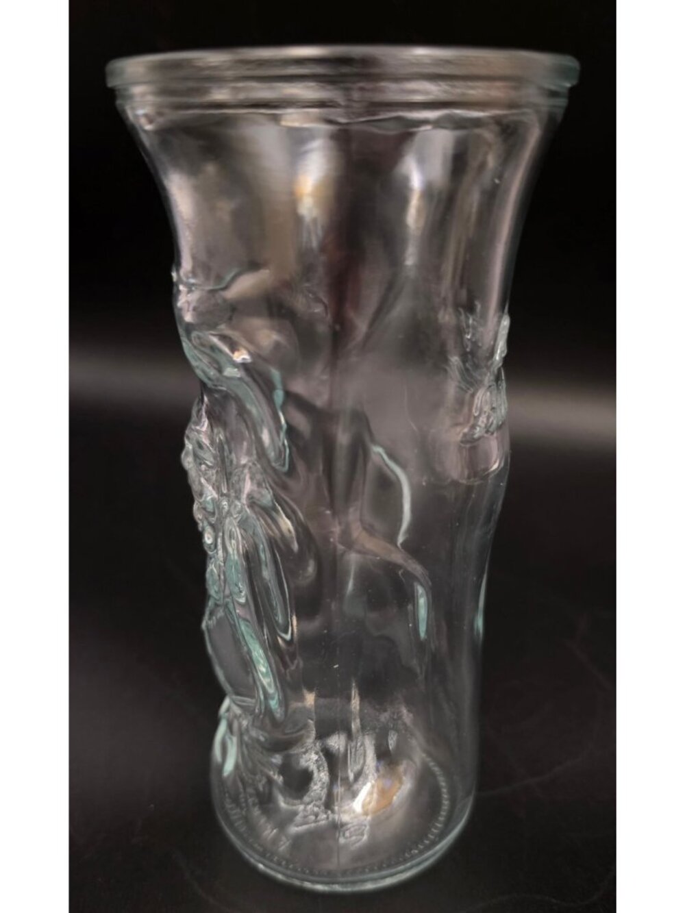 Vintage Lucky Buddha Clear Glass Tumbler Cup 6.5” Embossed Smiling Buddha Barwar - Picture 4 of 5